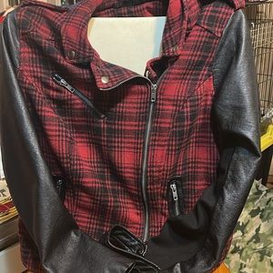 Torrid plaid and vegan leather jacket sz2